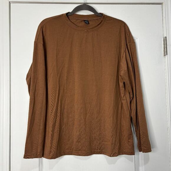 Shein Burnt Orange/Brown Long Sleeve Tee Size Large - Picture 1 of 3